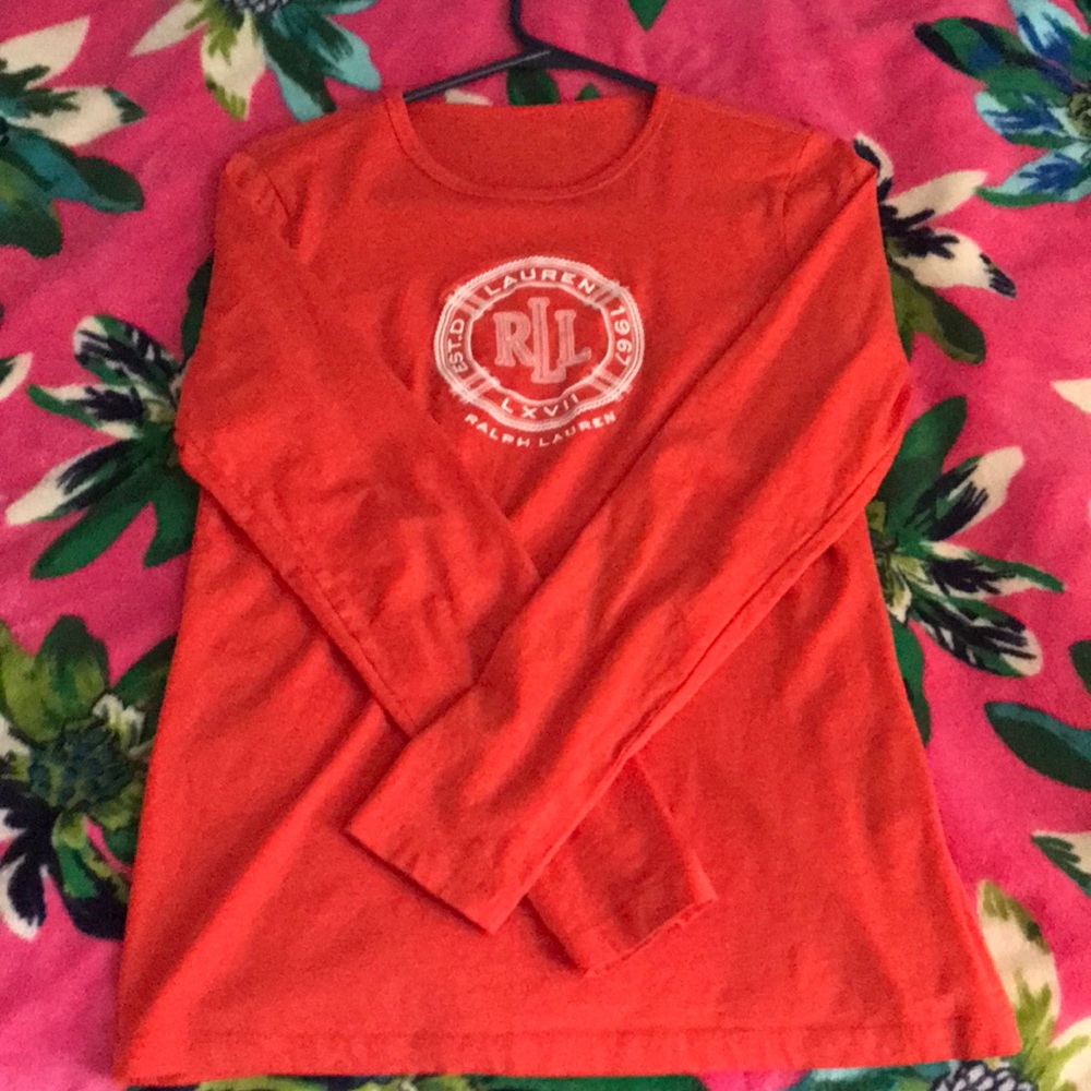 ralph lauren orange long sleeve tee